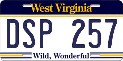WV license plate DSP257