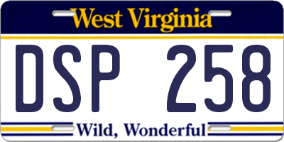 WV license plate DSP258