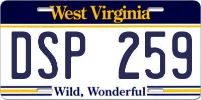 WV license plate DSP259