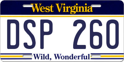 WV license plate DSP260