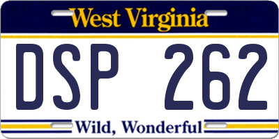 WV license plate DSP262
