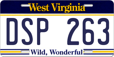 WV license plate DSP263