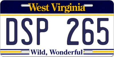 WV license plate DSP265