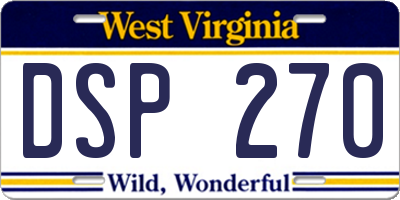 WV license plate DSP270