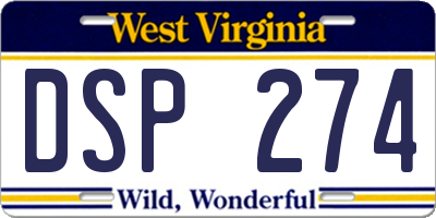 WV license plate DSP274