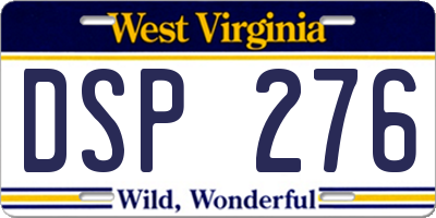 WV license plate DSP276