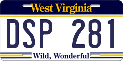 WV license plate DSP281