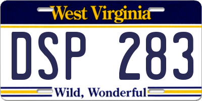 WV license plate DSP283