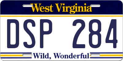 WV license plate DSP284