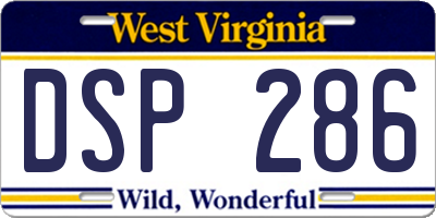WV license plate DSP286