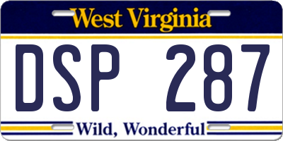WV license plate DSP287
