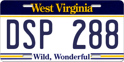 WV license plate DSP288