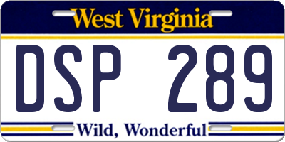 WV license plate DSP289