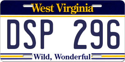 WV license plate DSP296