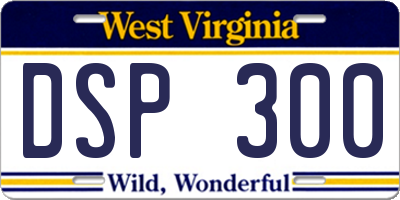 WV license plate DSP300