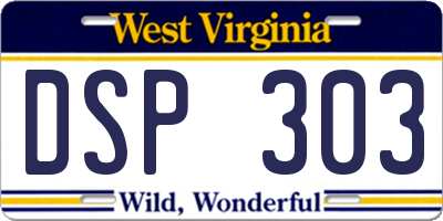 WV license plate DSP303