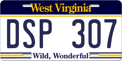 WV license plate DSP307