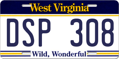 WV license plate DSP308