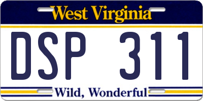 WV license plate DSP311