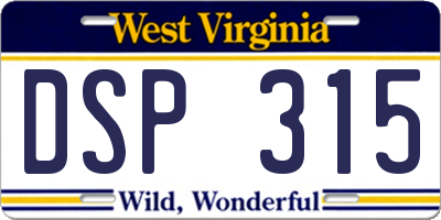 WV license plate DSP315