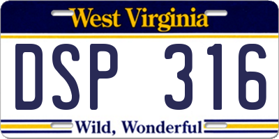 WV license plate DSP316