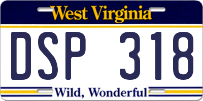 WV license plate DSP318
