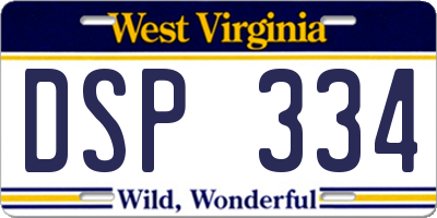 WV license plate DSP334