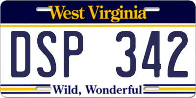 WV license plate DSP342