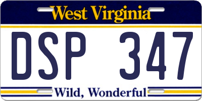 WV license plate DSP347