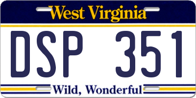 WV license plate DSP351