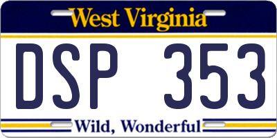 WV license plate DSP353