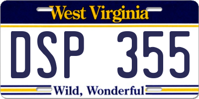 WV license plate DSP355