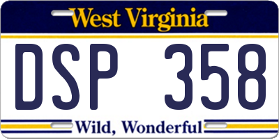 WV license plate DSP358
