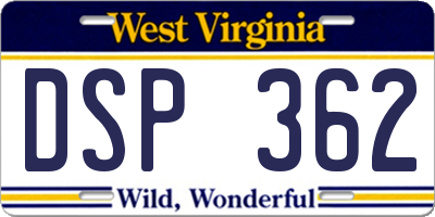 WV license plate DSP362