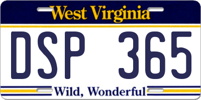 WV license plate DSP365