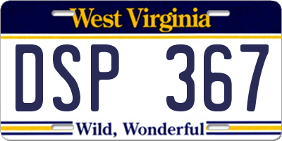 WV license plate DSP367
