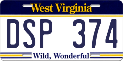 WV license plate DSP374