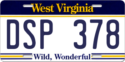 WV license plate DSP378