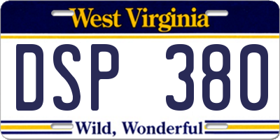 WV license plate DSP380