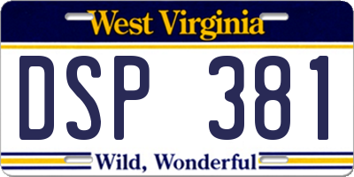 WV license plate DSP381