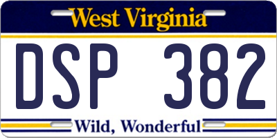 WV license plate DSP382