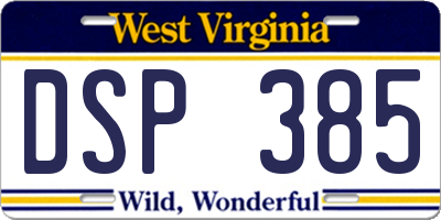 WV license plate DSP385