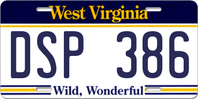 WV license plate DSP386