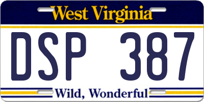 WV license plate DSP387