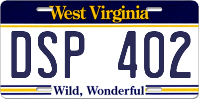 WV license plate DSP402