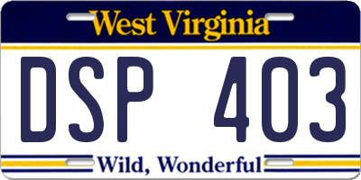 WV license plate DSP403