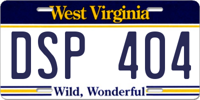 WV license plate DSP404