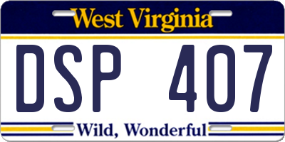 WV license plate DSP407