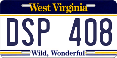 WV license plate DSP408