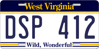 WV license plate DSP412